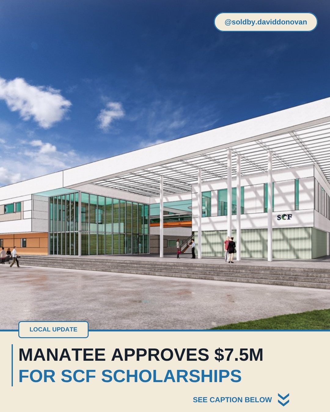 Manatee Approves $7.5M for SCF Scholarships — Donovan Homes local update graphic