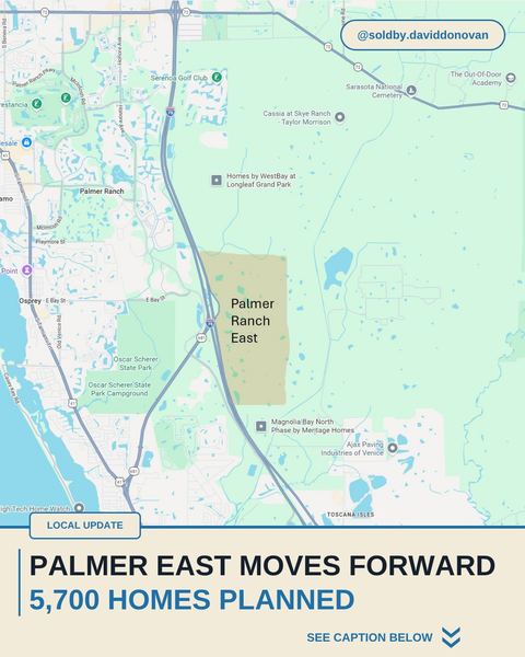 Palmer East Moves Forward: 5,700 Homes Planned — Donovan Homes local update graphic