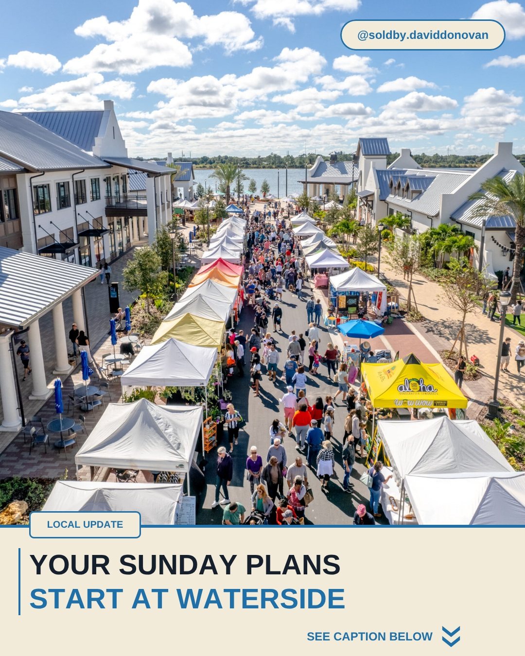 Your Sunday Plans Start at Waterside — Donovan Homes local update graphic